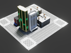 low poly city block 3D Model