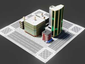 low poly city block 3D Model