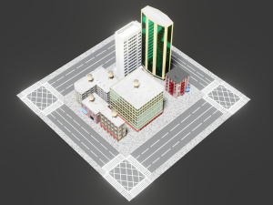 low poly city block 3D Model