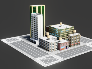 low poly city block 3D Model