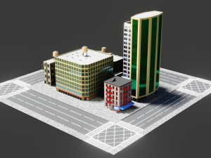 low poly city block 3D Model