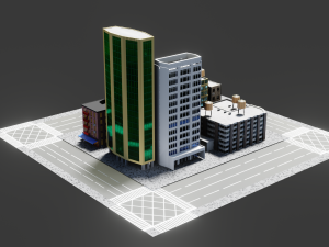 low poly city block 3D Model