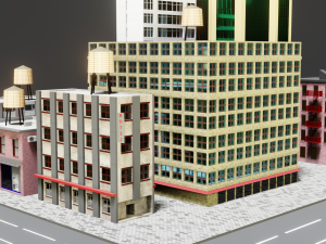 low poly city block 3D Model