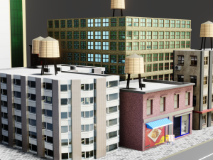 low poly city block 3D Model
