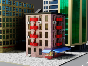 low poly city block 3D Model