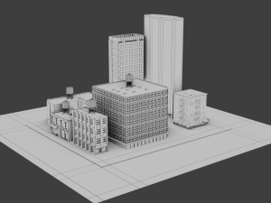 low poly city block 3D Model