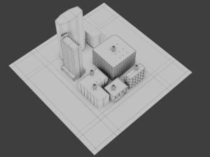low poly city block 3D Model