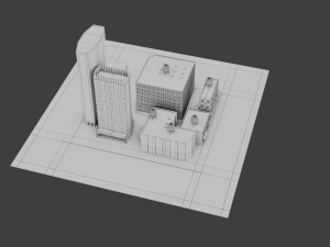 low poly city block 3D Model