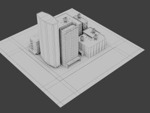 low poly city block 3D Model