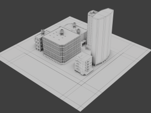 low poly city block 3D Model