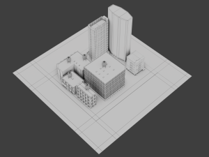 low poly city block 3D Model