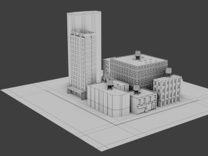 low poly city block 3D Model
