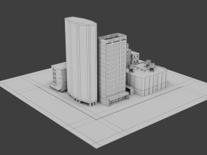 low poly city block 3D Model