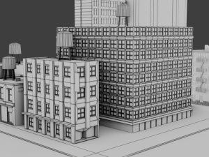 low poly city block 3D Model