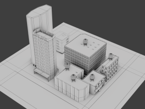 low poly city block 3D Model