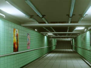 sottopassaggio della metropolitana - modello low poly - pronto per il gioco Modello 3D