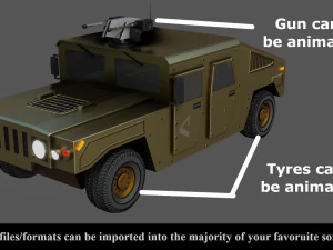 military vehicle - low poly - pbr - game ready 3D Model