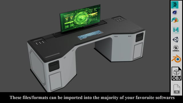 sci-fi lab table - low poly - pbr - game ready 3D 模型 .c4d .max .obj .3ds .fbx .stl .blend 