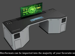 sci-fi lab table - low poly - pbr - game ready 3D Model