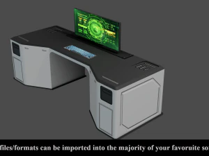 sci-fi lab table - low poly - pbr - game ready 3D Model