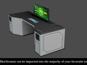sci-fi lab table - low poly - pbr - game ready 3D Model