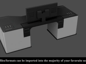 sci-fi lab table - low poly - pbr - game ready 3D Model