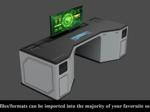 sci-fi lab table - low poly - pbr - game ready 3D Model