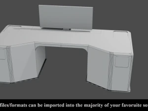 sci-fi lab table - low poly - pbr - game ready 3D Model