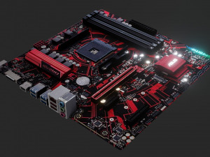 mother board - low poly - game ready 3Dモデル