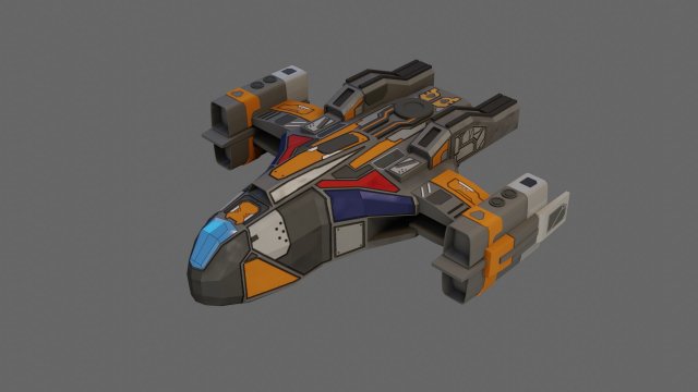 sci-fi aircraft - low poly - game ready - pbr Modèle 3D .c4d .max .obj .3ds .fbx .stl .blend 