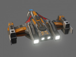 sci-fi aircraft - low poly - game ready - pbr Modèle 3D