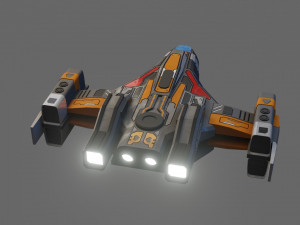 sci-fi aircraft - low poly - game ready - pbr Modèle 3D