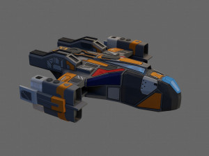 sci-fi aircraft - low poly - game ready - pbr Modèle 3D