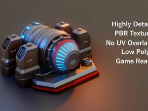 sci-fi power generator - low poly - game ready - pbr 3D Model