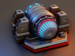 sci-fi power generator - low poly - game ready - pbr 3D Model