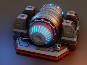 sci-fi power generator - low poly - game ready - pbr 3D 模型