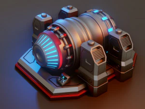sci-fi power generator - low poly - game ready - pbr 3D Model