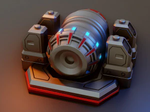 sci-fi power generator - low poly - game ready - pbr 3D Model