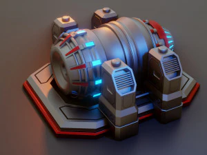 sci-fi power generator - low poly - game ready - pbr 3D Model