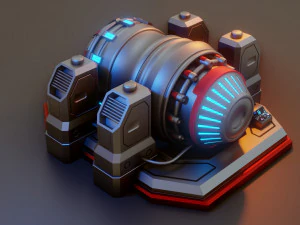 sci-fi power generator - low poly - game ready - pbr 3D Model