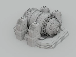 sci-fi power generator - low poly - game ready - pbr 3D Model