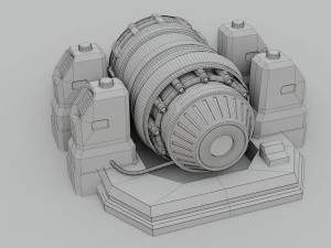 sci-fi power generator - low poly - game ready - pbr 3D Model