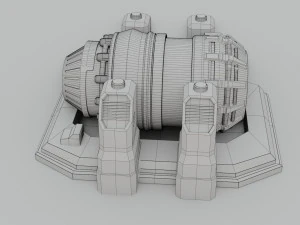 sci-fi power generator - low poly - game ready - pbr 3D Model