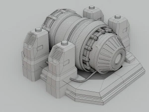 sci-fi power generator - low poly - game ready - pbr 3D Model