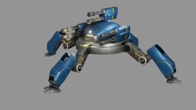 sci fi quad bot - low poly - game ready - pbr 3D Model .c4d .max .obj .3ds .fbx .stl .blend 