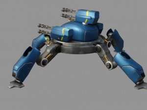 sci fi quad bot - low poly - game ready - pbr 3D Model
