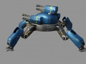 sci fi quad bot - low poly - game ready - pbr 3D Model
