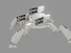 sci fi quad bot - low poly - game ready - pbr 3D Model