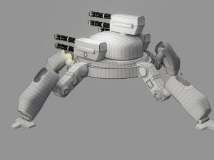 sci fi quad bot - low poly - game ready - pbr 3D Model