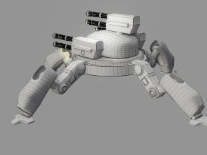 sci fi quad bot - low poly - game ready - pbr 3D Model